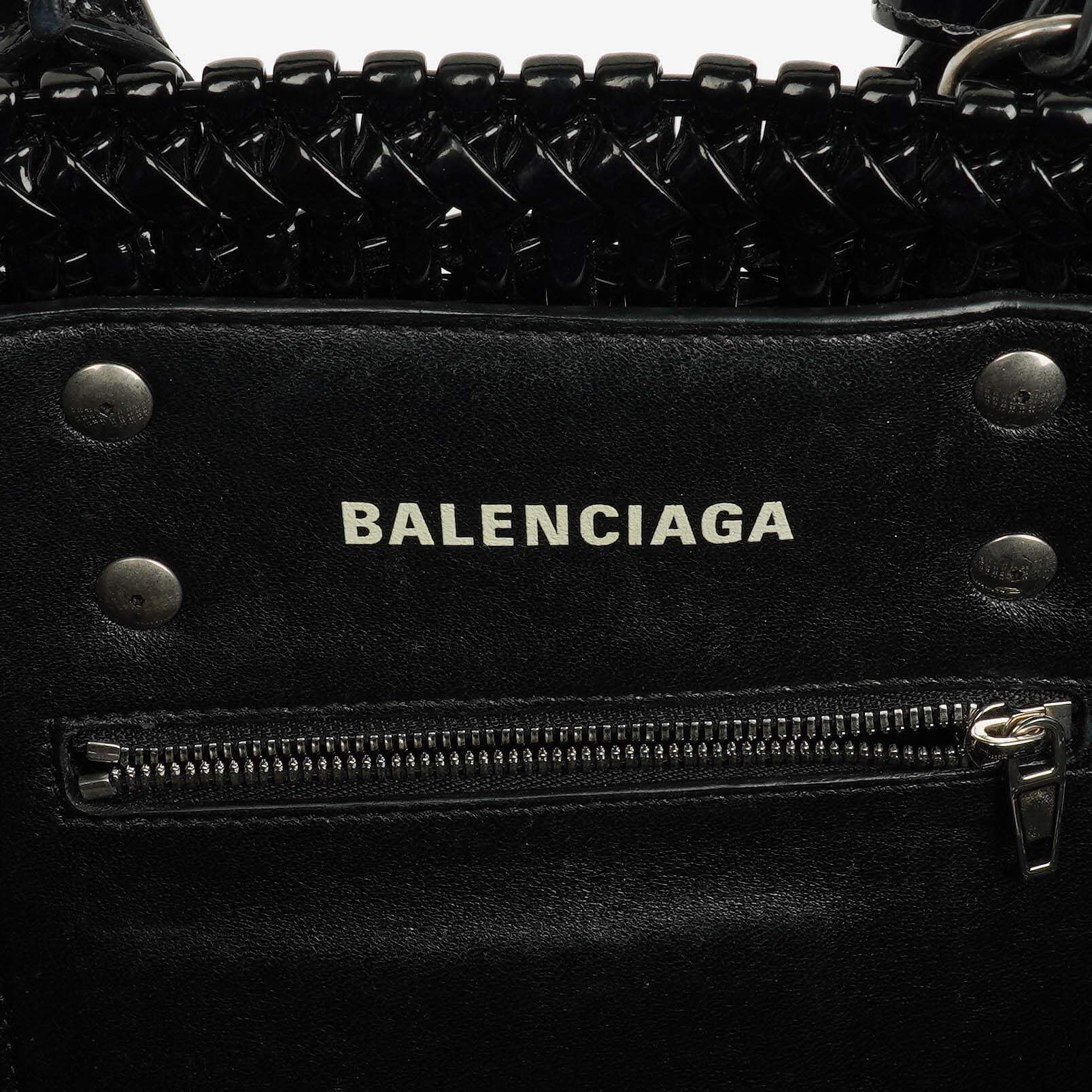 Balenciaga XS Bistro Korbtasche schwarz geflochten und lackiert