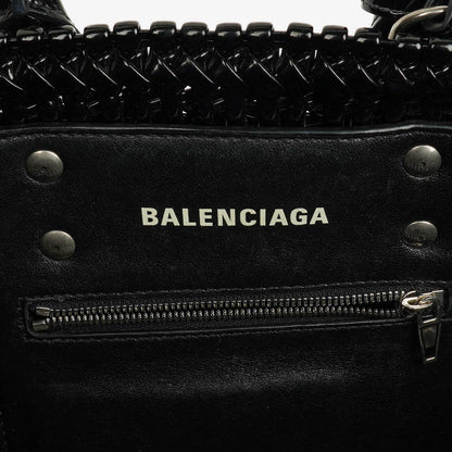 Balenciaga XS Bistro Korbtasche schwarz geflochten und lackiert