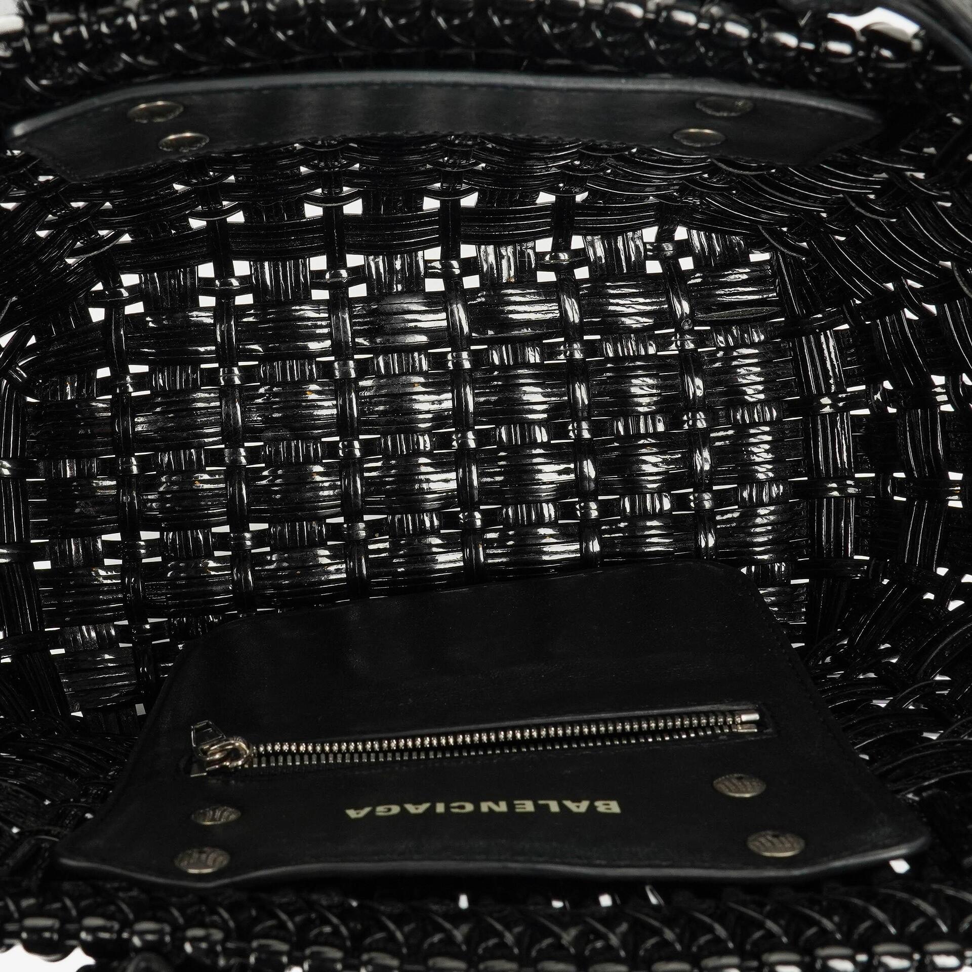 Balenciaga XS Bistro Korbtasche schwarz geflochten und lackiert