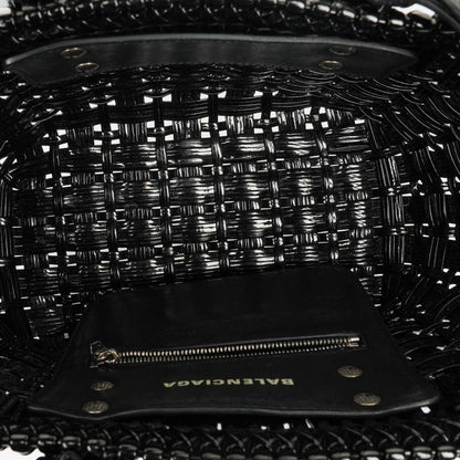 Balenciaga XS Bistro Korbtasche schwarz geflochten und lackiert