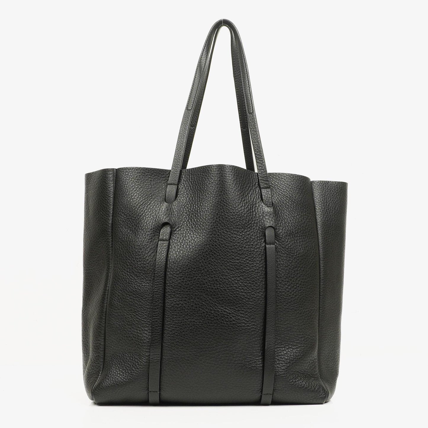 Balenciaga Everyday Tote Medium aus schwarzem genarbtem Kalbsleder