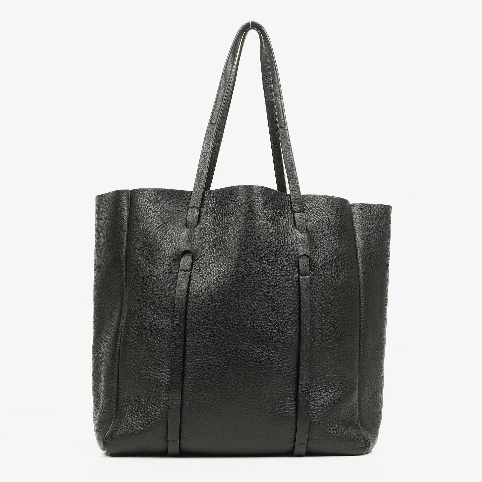 Balenciaga Everyday Tote Medium aus schwarzem genarbtem Kalbsleder