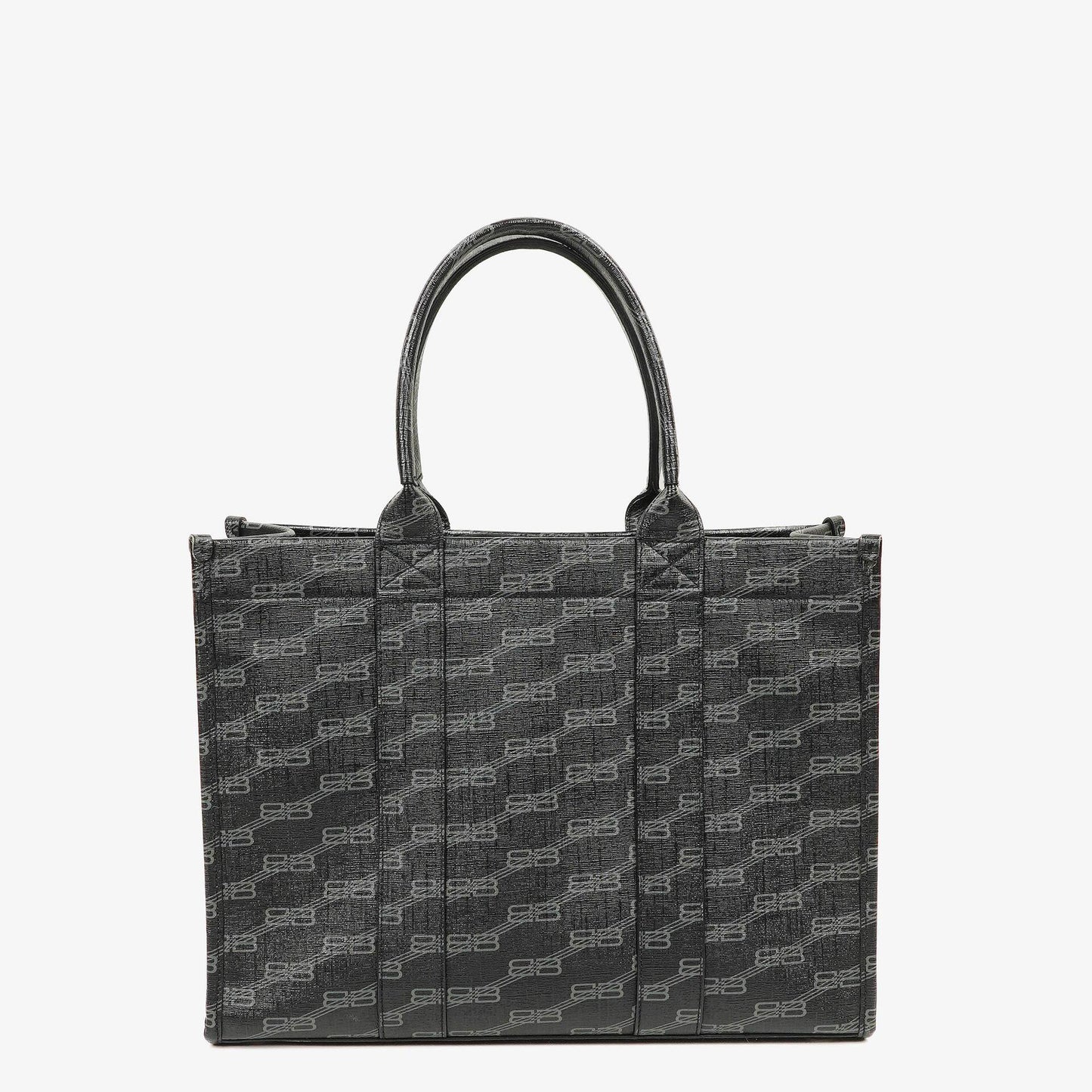 Balenciaga Tote Bag aus beschichtetem Canvas mit BB-Monogramm-Hardware in Schwarz/Weiß