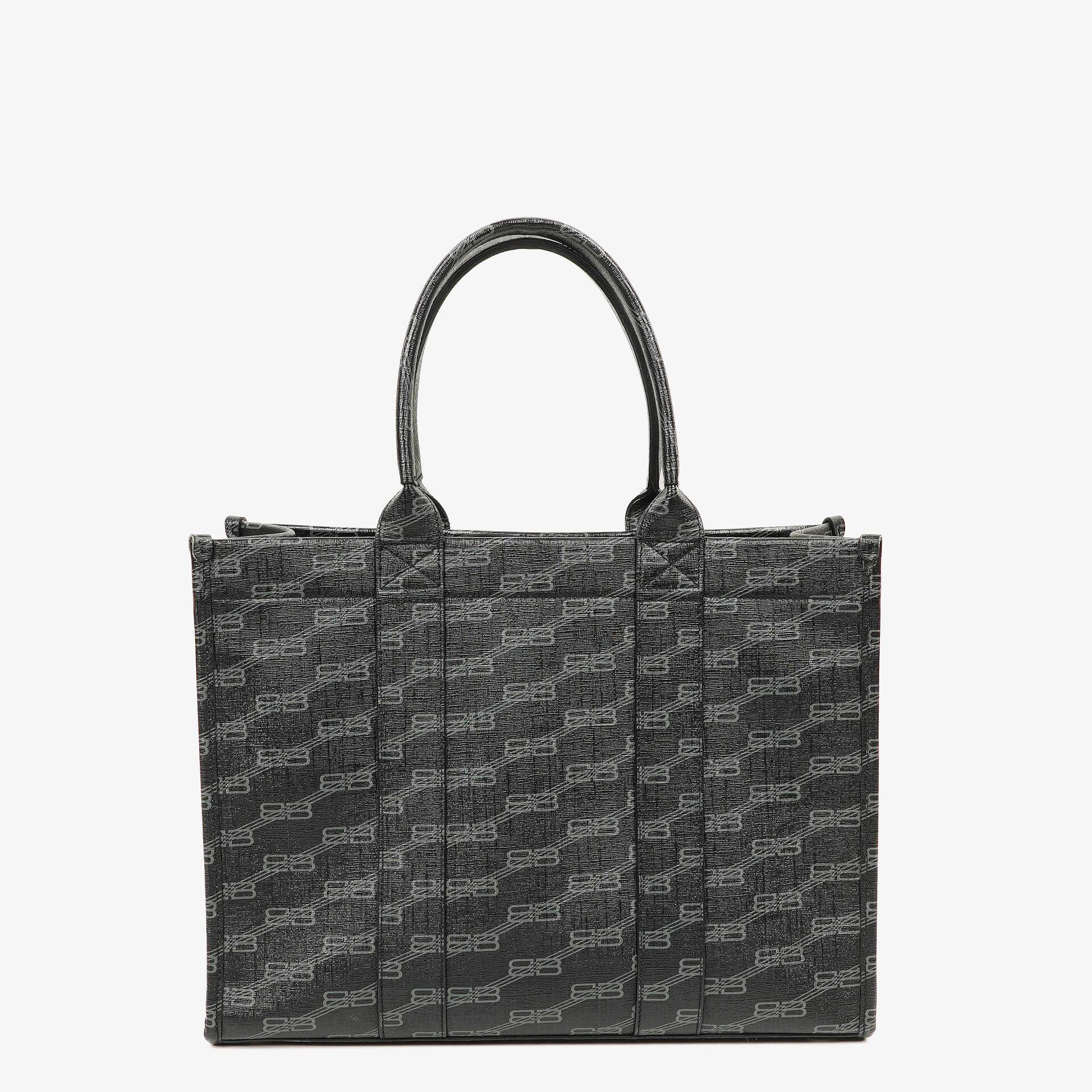 Balenciaga Tote Bag aus beschichtetem Canvas mit BB-Monogramm-Hardware in Schwarz/Weiß