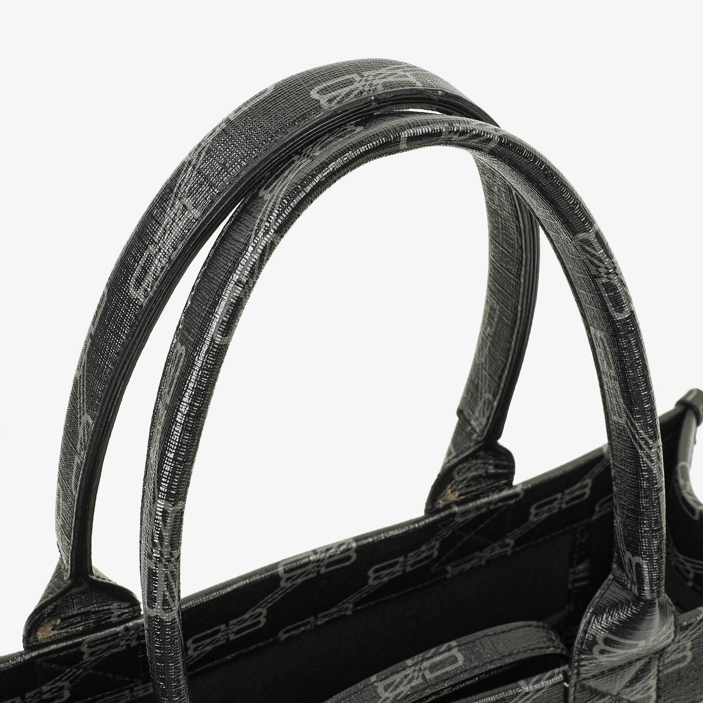 Balenciaga Tote Bag aus beschichtetem Canvas mit BB-Monogramm-Hardware in Schwarz/Weiß