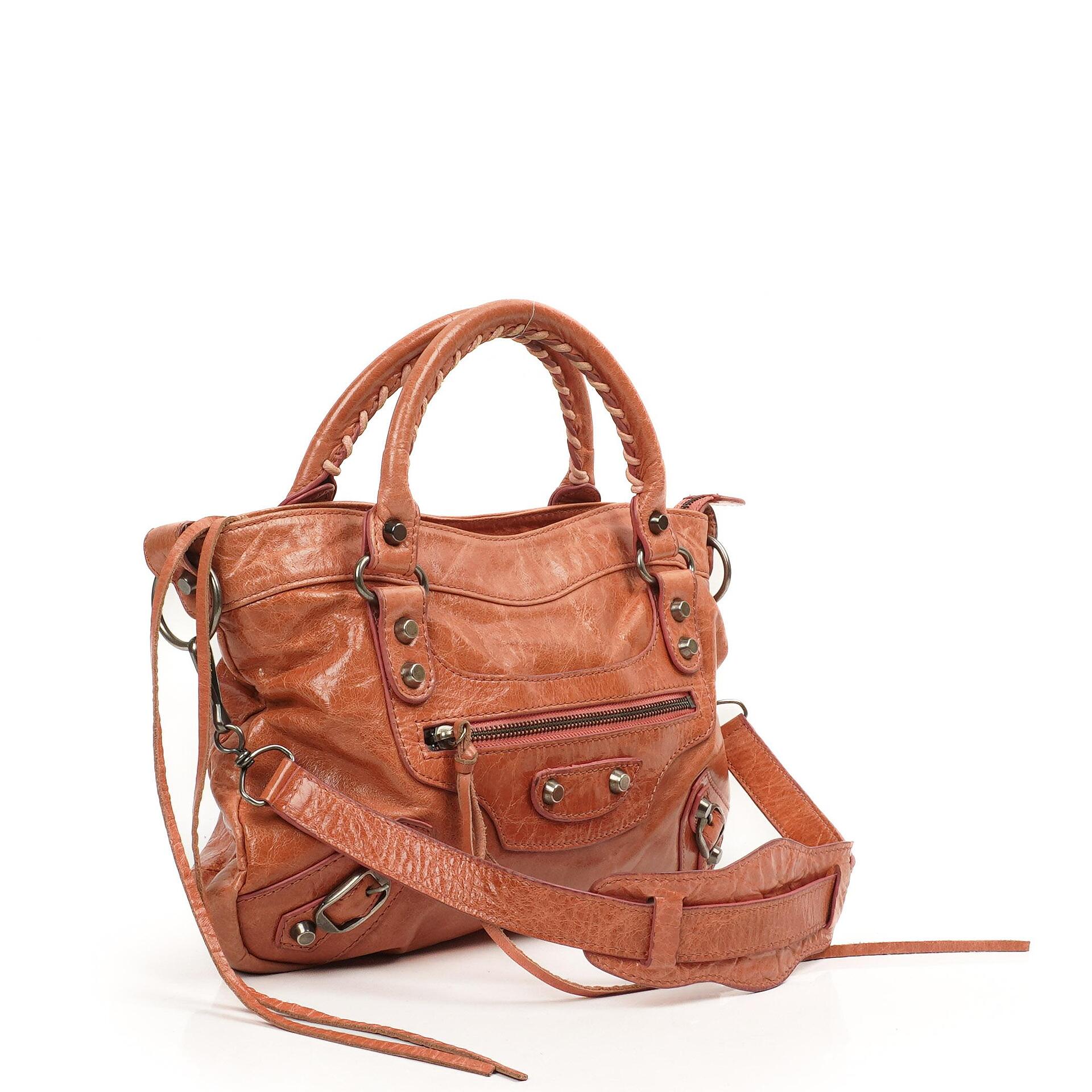 Balenciaga First Classic Hardware Pfirsich Leder Tasche