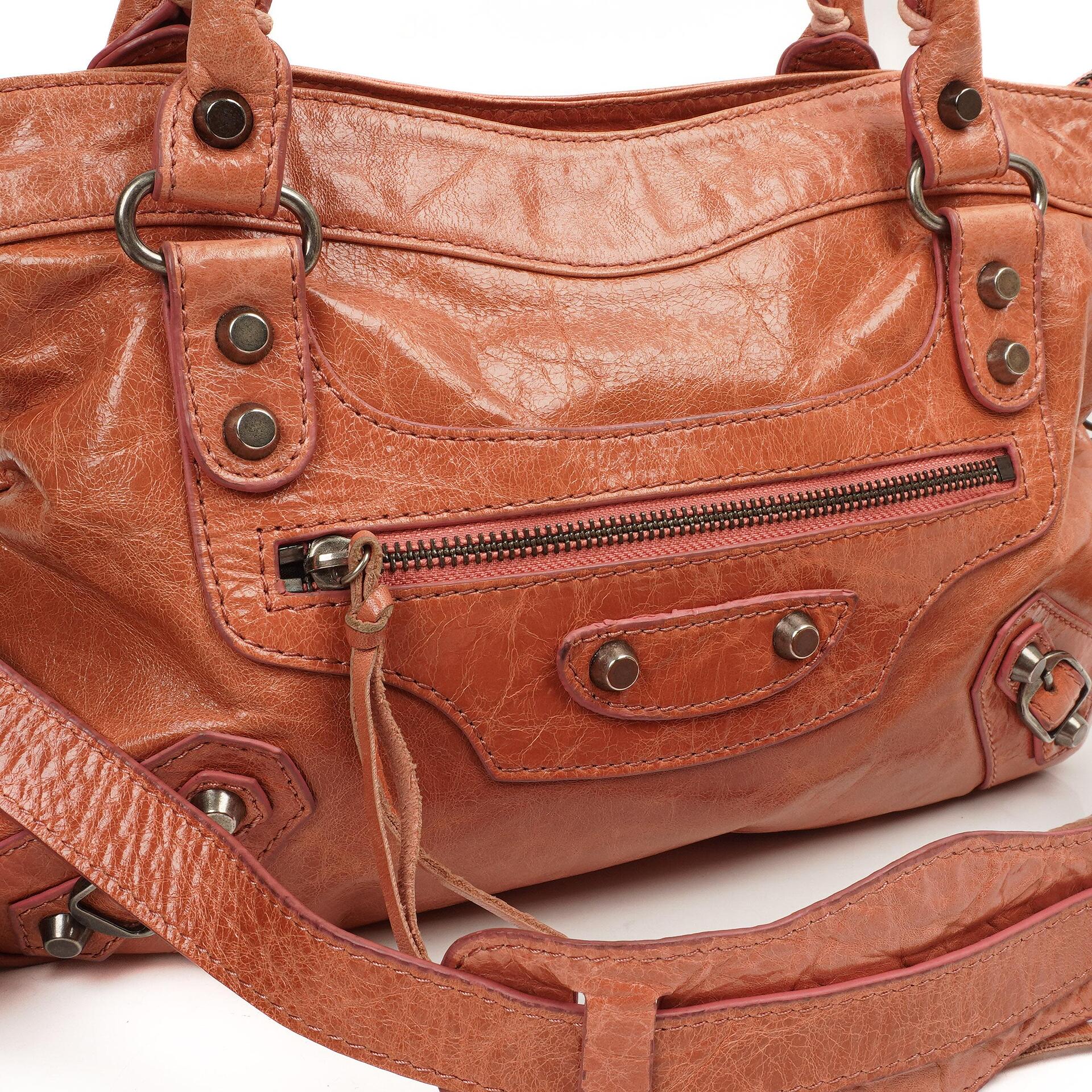 Balenciaga First Classic Hardware Pfirsich Leder Tasche