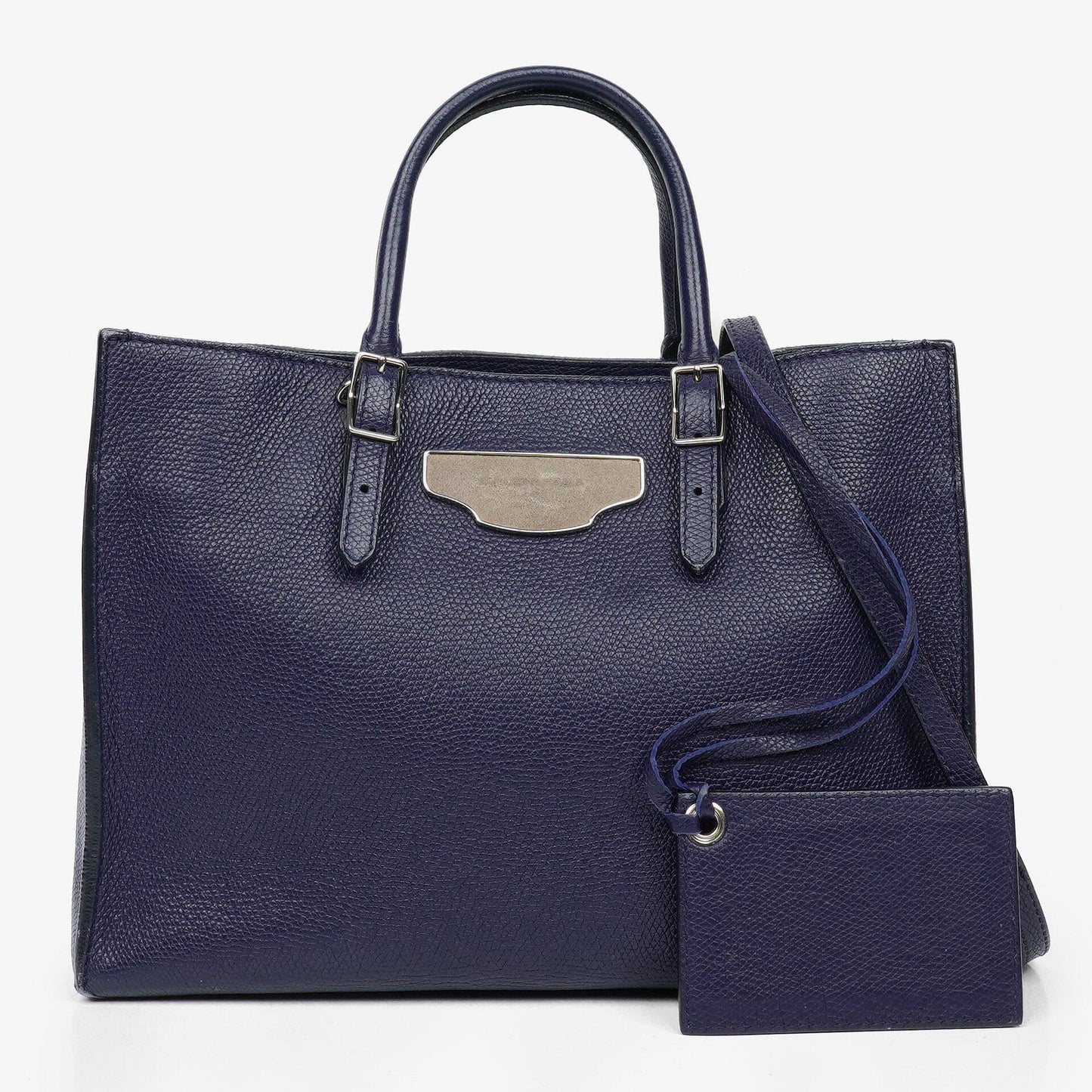 Balenciaga Mini Papier A4 Tote Bag aus navyblauem Kalbsleder