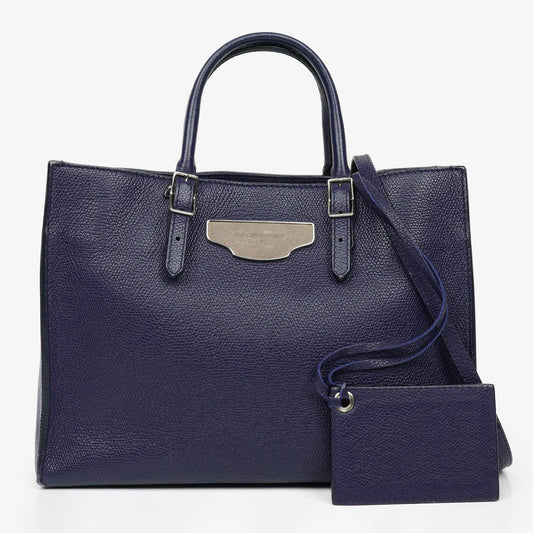 Balenciaga Mini Papier A4 Tote Bag aus navyblauem Kalbsleder