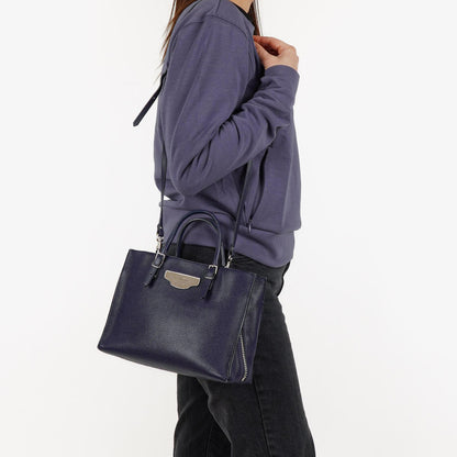 Balenciaga Mini Papier A4 Tote Bag aus navyblauem Kalbsleder
