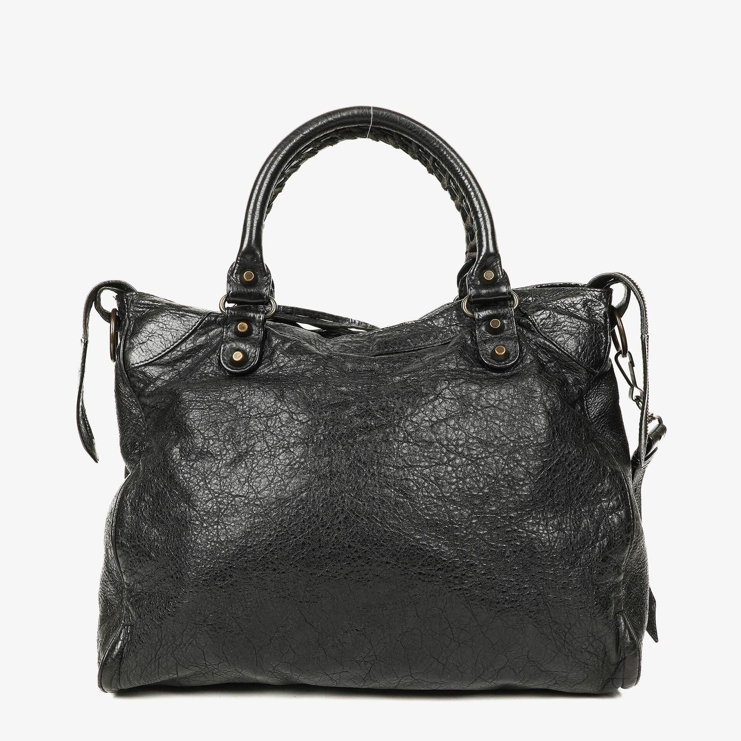 Balenciaga Motorcycle Velo Schultertasche aus schwarzem Lammleder