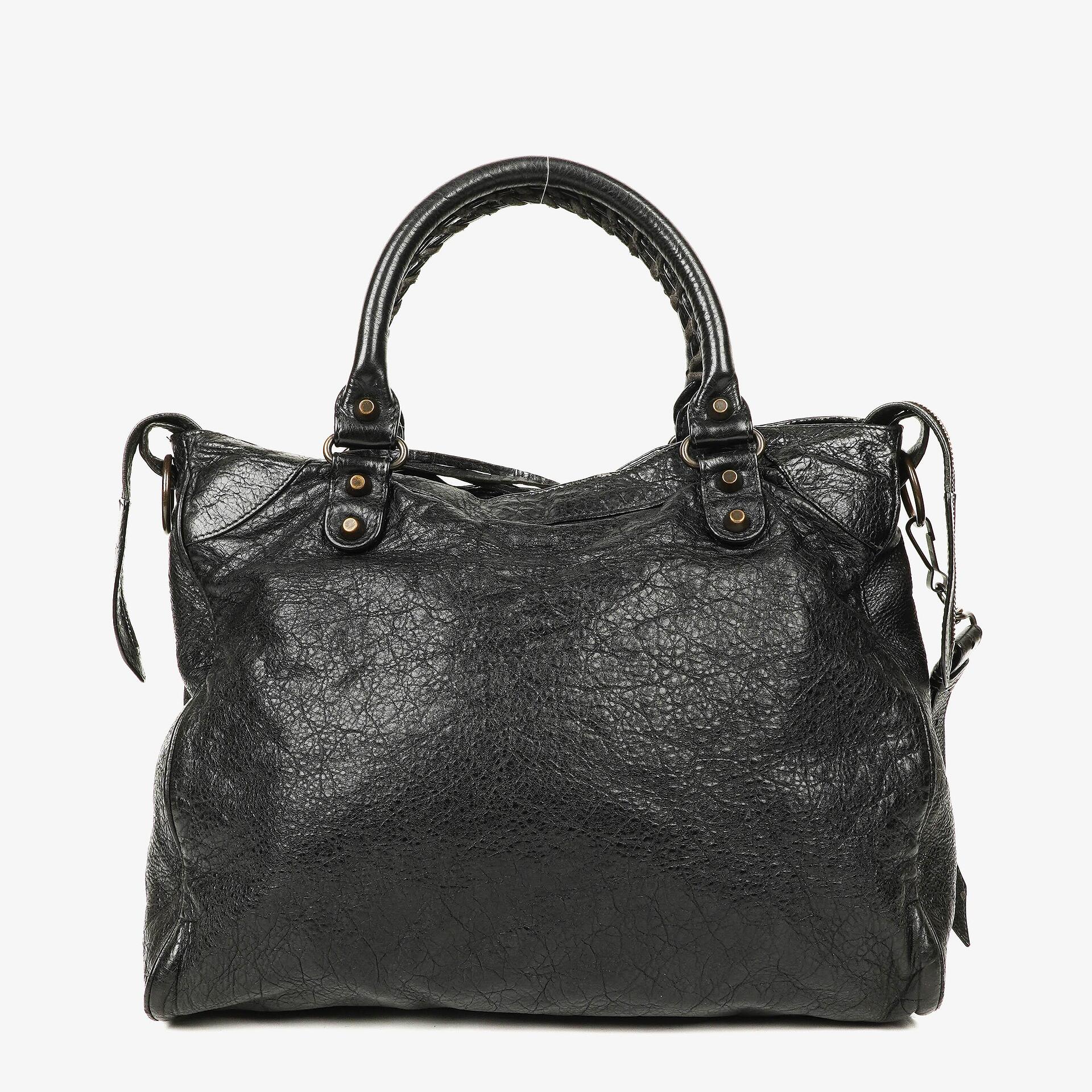 Balenciaga Motorcycle Velo Schultertasche aus schwarzem Lammleder