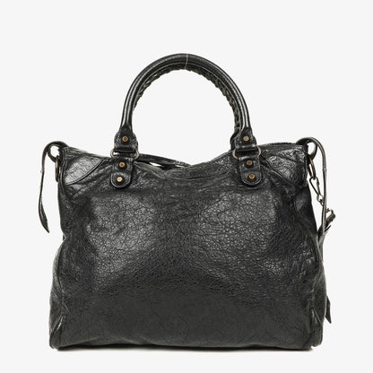 Balenciaga Motorcycle Velo Schultertasche aus schwarzem Lammleder
