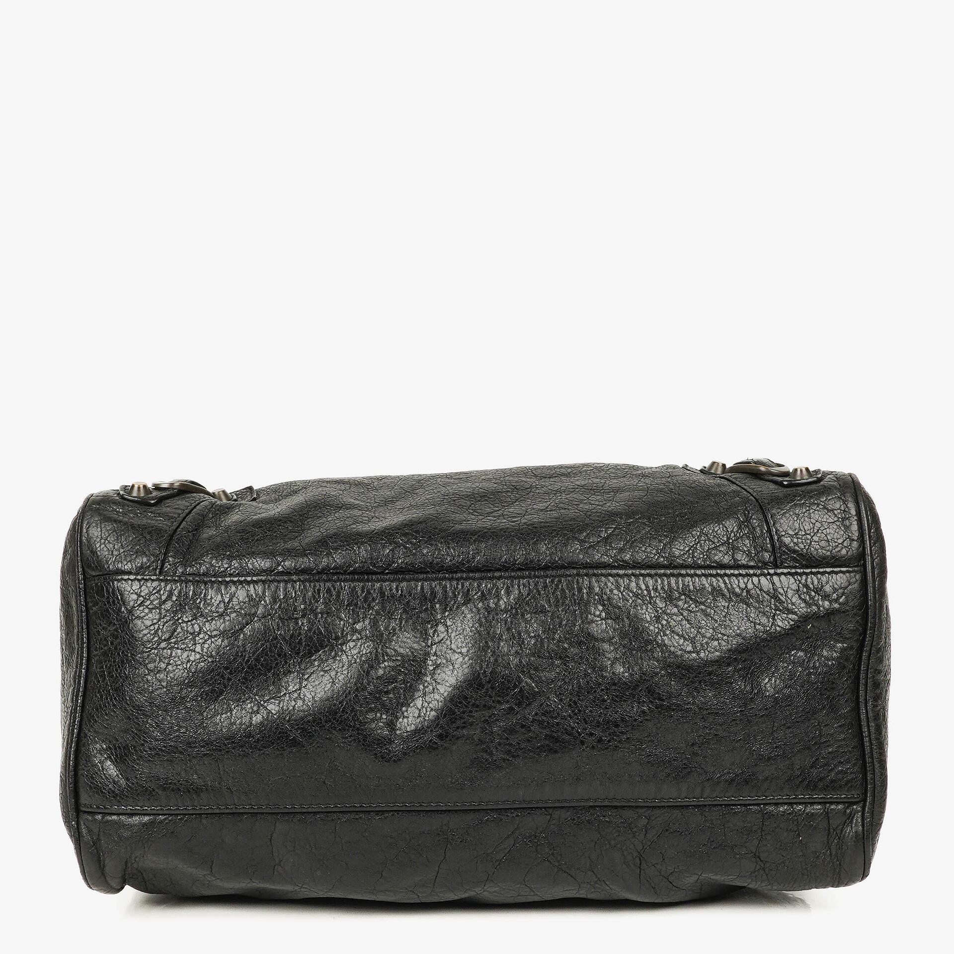 Balenciaga Motorcycle Velo Schultertasche aus schwarzem Lammleder