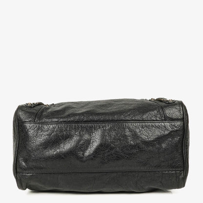 Balenciaga Motorcycle Velo Schultertasche aus schwarzem Lammleder