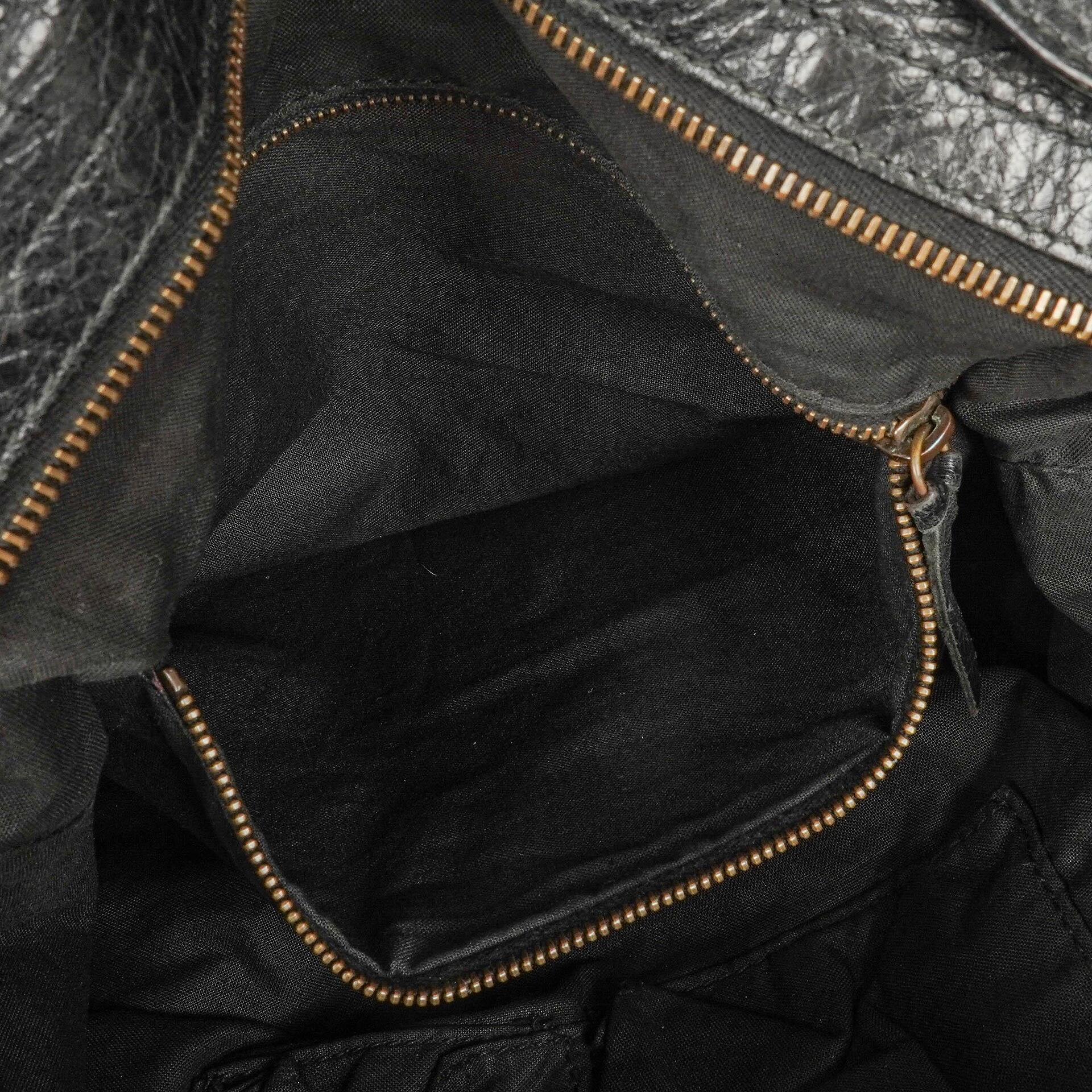 Balenciaga Motorcycle Velo Schultertasche aus schwarzem Lammleder