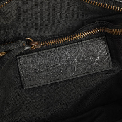 Balenciaga Motorcycle Velo Schultertasche aus schwarzem Lammleder