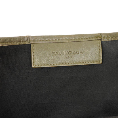 Balenciaga Navy Cabas Kleine Grüne Kalbsleder-Baumwoll-Canvas-Tasche