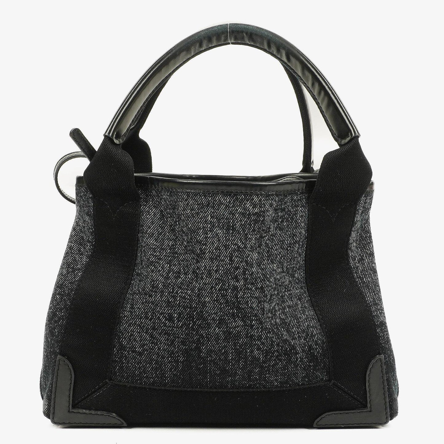 Balenciaga Navy Cabas XS Tasche Gewaschener Denim-Stoff Schwarz Satin-Kalbsleder