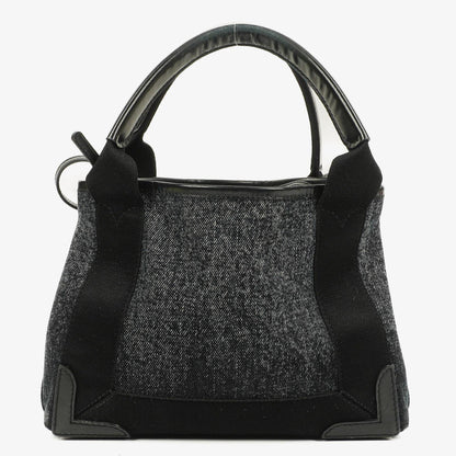 Balenciaga Navy Cabas XS Tasche Gewaschener Denim-Stoff Schwarz Satin-Kalbsleder