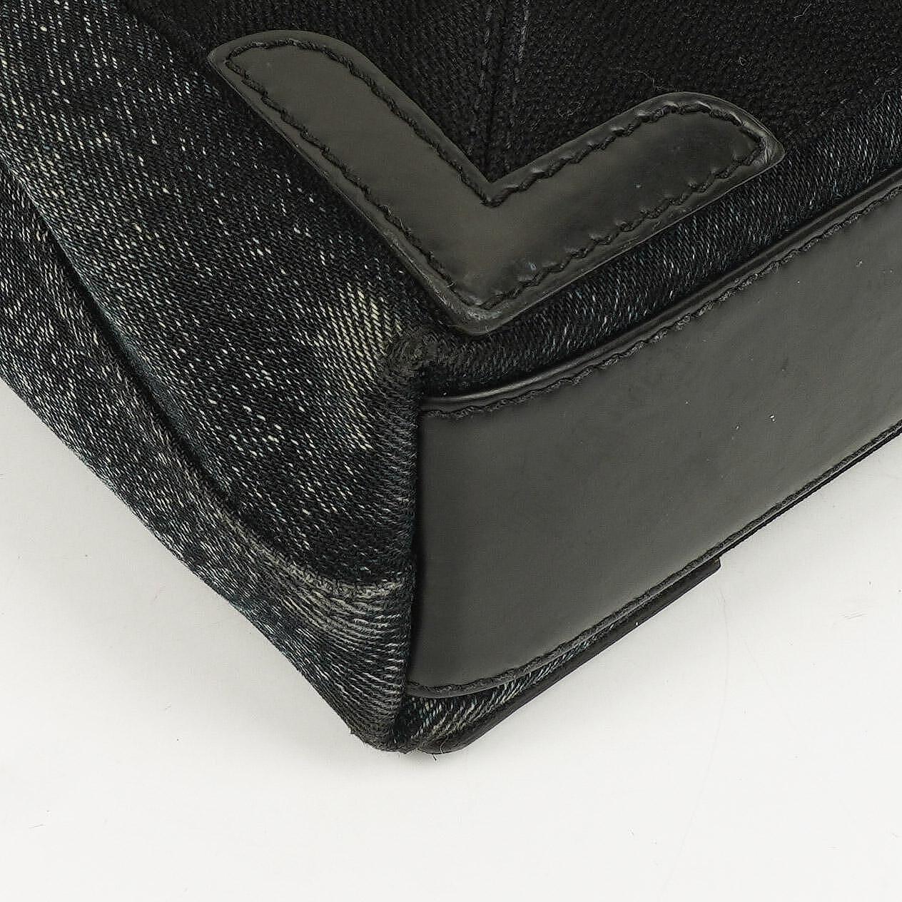 Balenciaga Navy Cabas XS Tasche Gewaschener Denim-Stoff Schwarz Satin-Kalbsleder