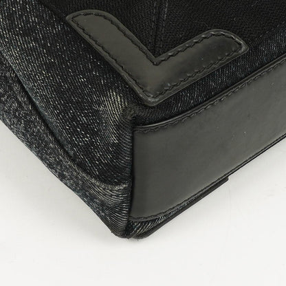Balenciaga Navy Cabas XS Tasche Gewaschener Denim-Stoff Schwarz Satin-Kalbsleder