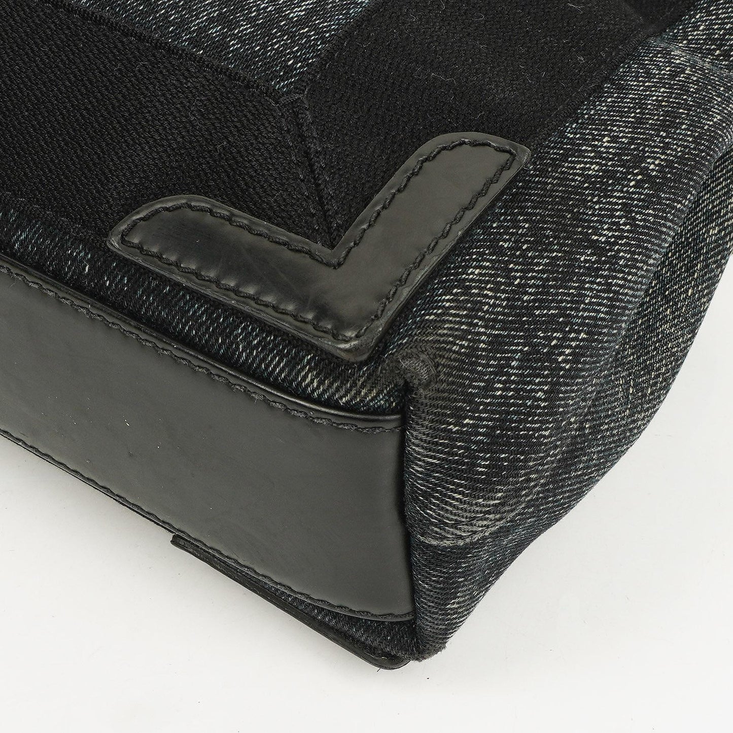 Balenciaga Navy Cabas XS Tasche Gewaschener Denim-Stoff Schwarz Satin-Kalbsleder