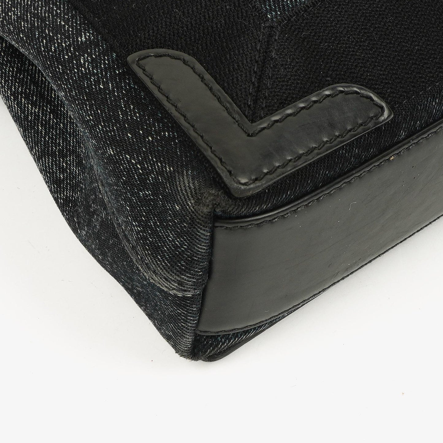 Balenciaga Navy Cabas XS Tasche Gewaschener Denim-Stoff Schwarz Satin-Kalbsleder