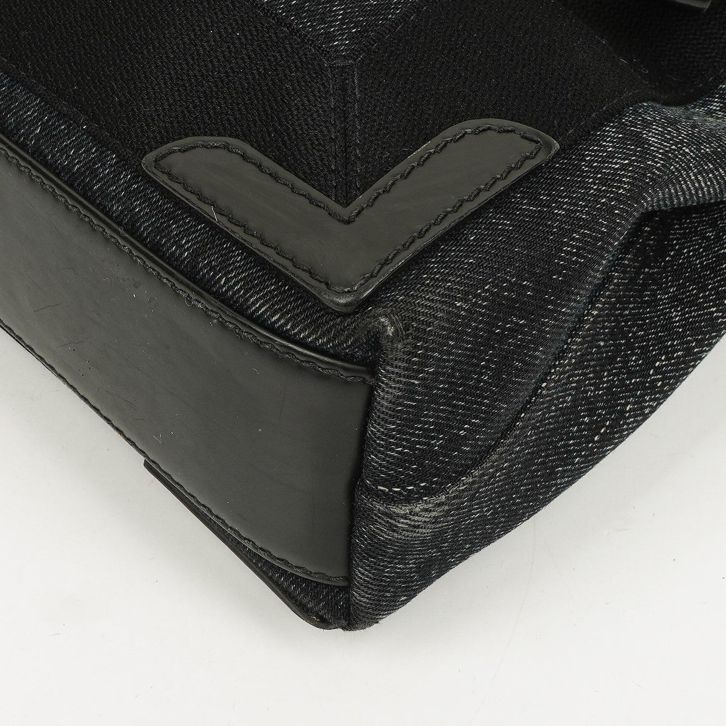 Balenciaga Navy Cabas XS Tasche Gewaschener Denim-Stoff Schwarz Satin-Kalbsleder