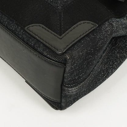 Balenciaga Navy Cabas XS Tasche Gewaschener Denim-Stoff Schwarz Satin-Kalbsleder