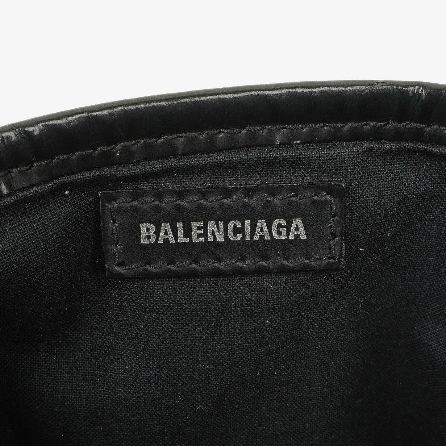 Balenciaga Navy Cabas XS Tasche Gewaschener Denim-Stoff Schwarz Satin-Kalbsleder