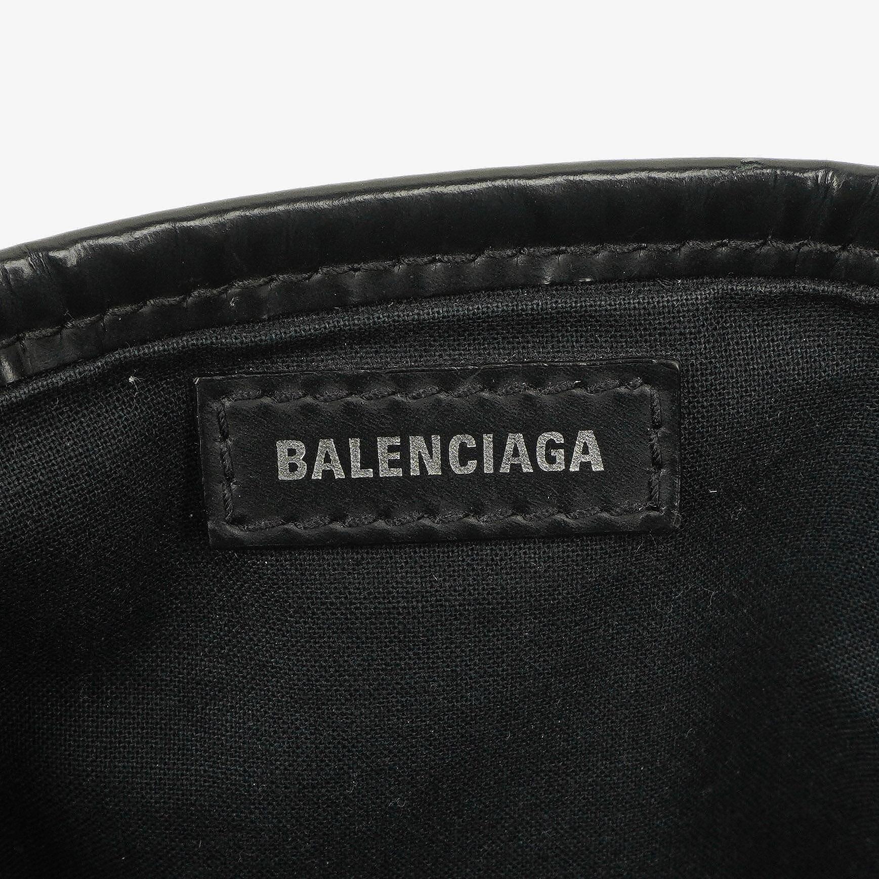 Balenciaga Navy Cabas XS Tasche Gewaschener Denim-Stoff Schwarz Satin-Kalbsleder