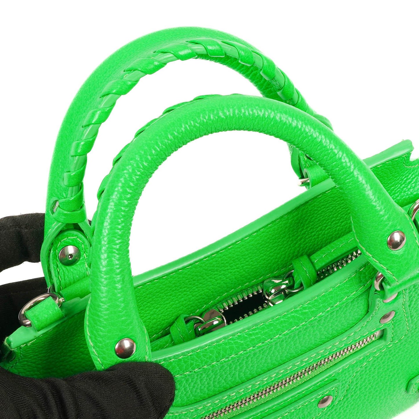 Balenciaga Neo Classic City Mini Tasche Neon Grün Genarbtes Kalbsleder
