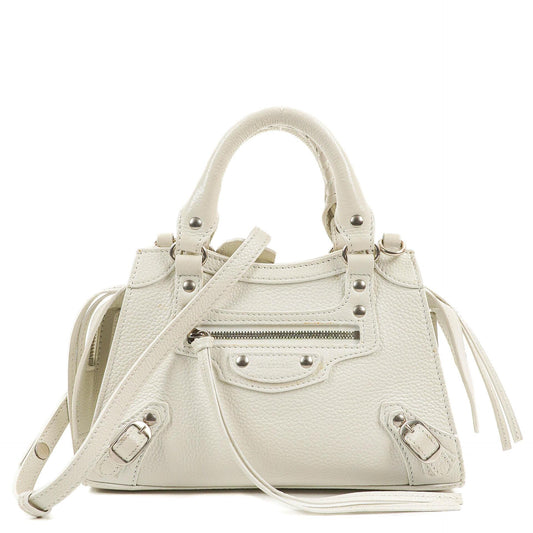 Balenciaga Neo Classic City Mini Tasche aus weißem genarbtem Kalbsleder