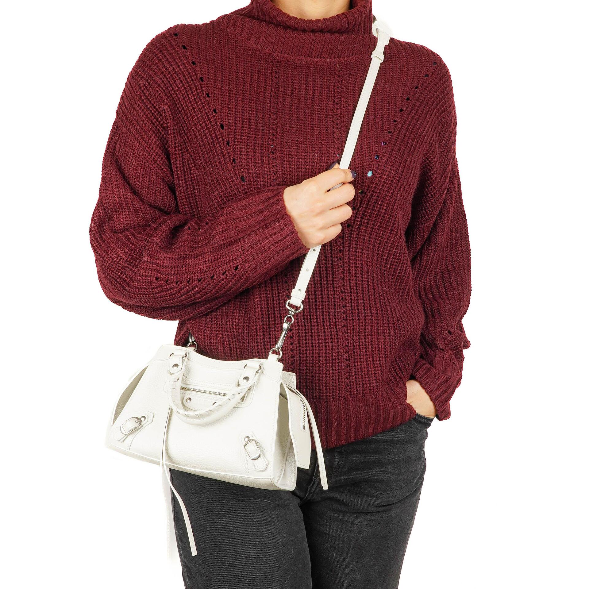Balenciaga Neo Classic City Mini Tasche aus weißem genarbtem Kalbsleder