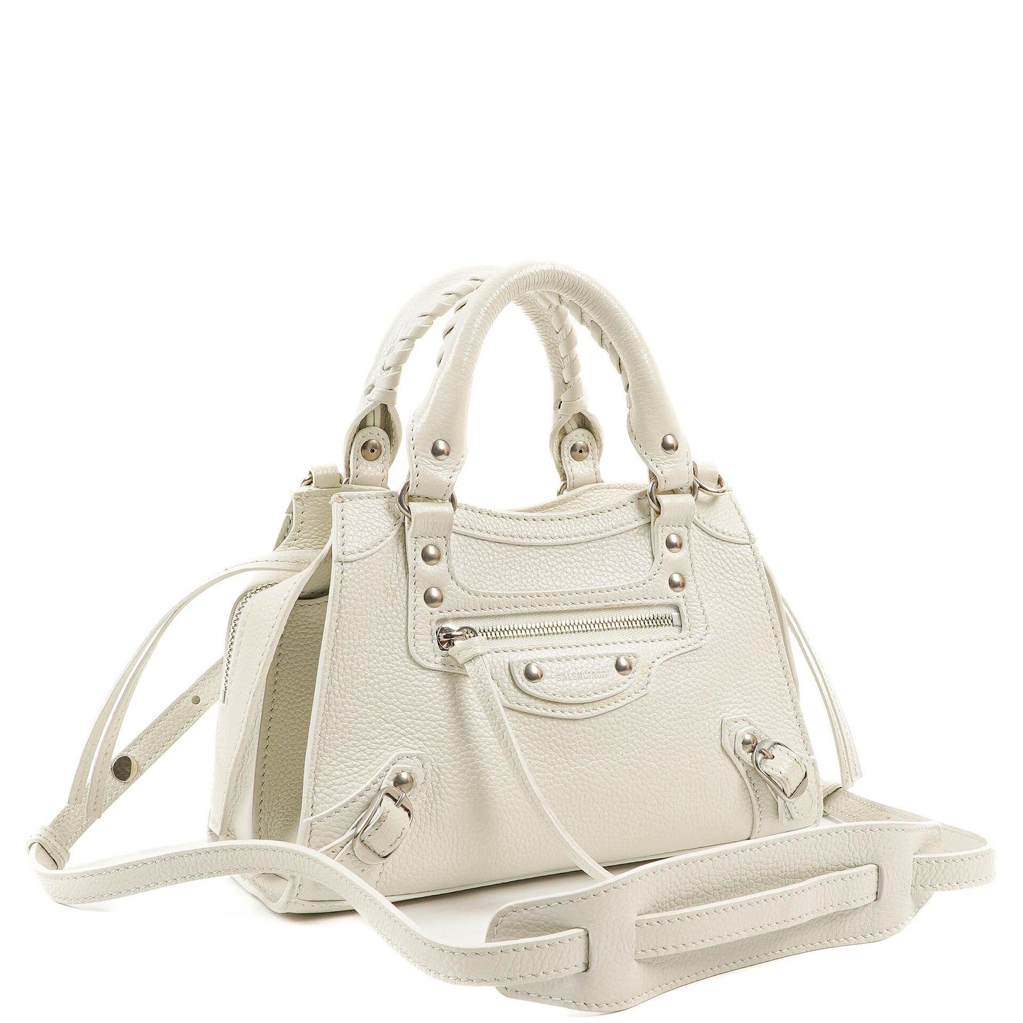 Balenciaga Neo Classic City Mini Tasche aus weißem genarbtem Kalbsleder