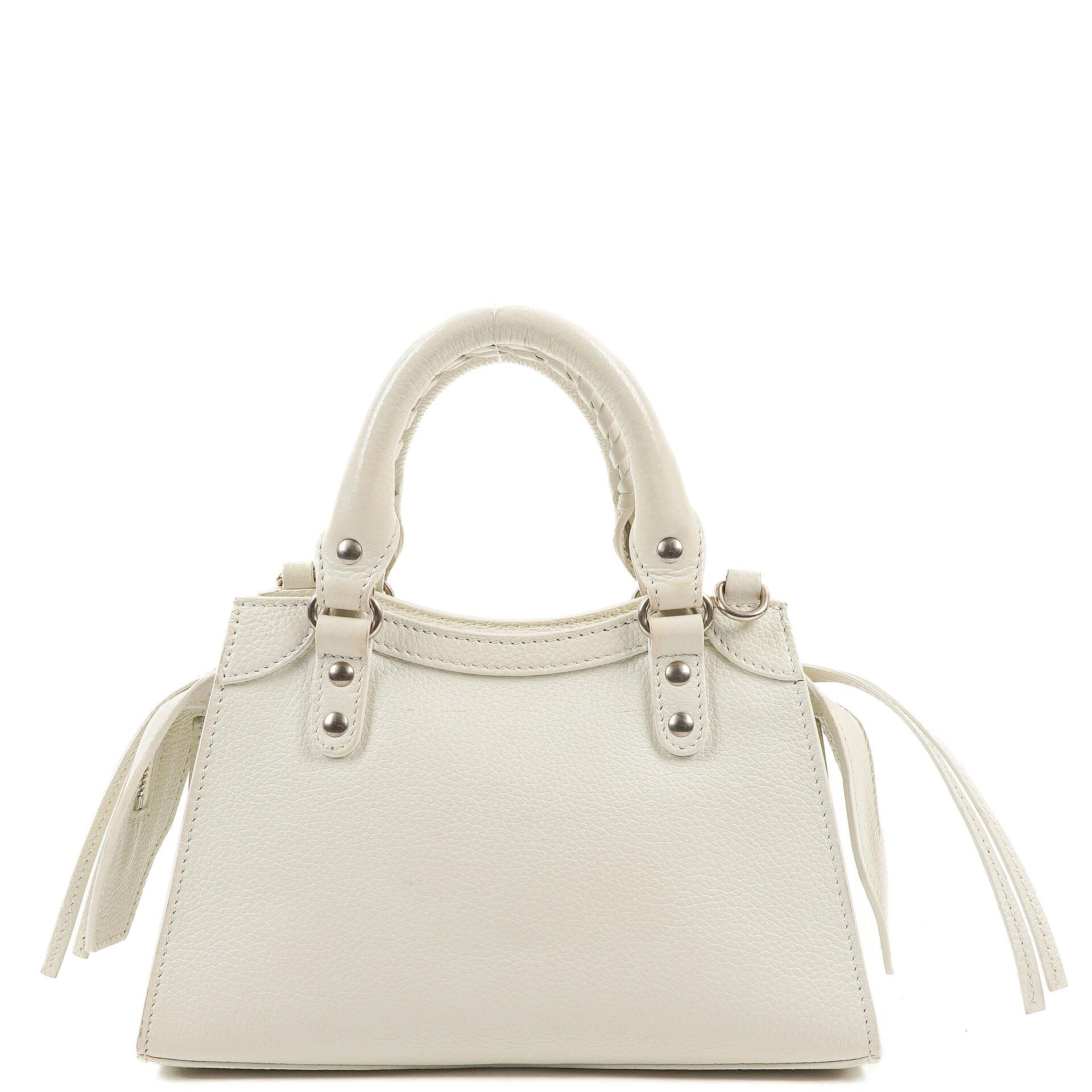 Balenciaga Neo Classic City Mini Tasche aus weißem genarbtem Kalbsleder
