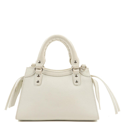 Balenciaga Neo Classic City Mini Tasche aus weißem genarbtem Kalbsleder