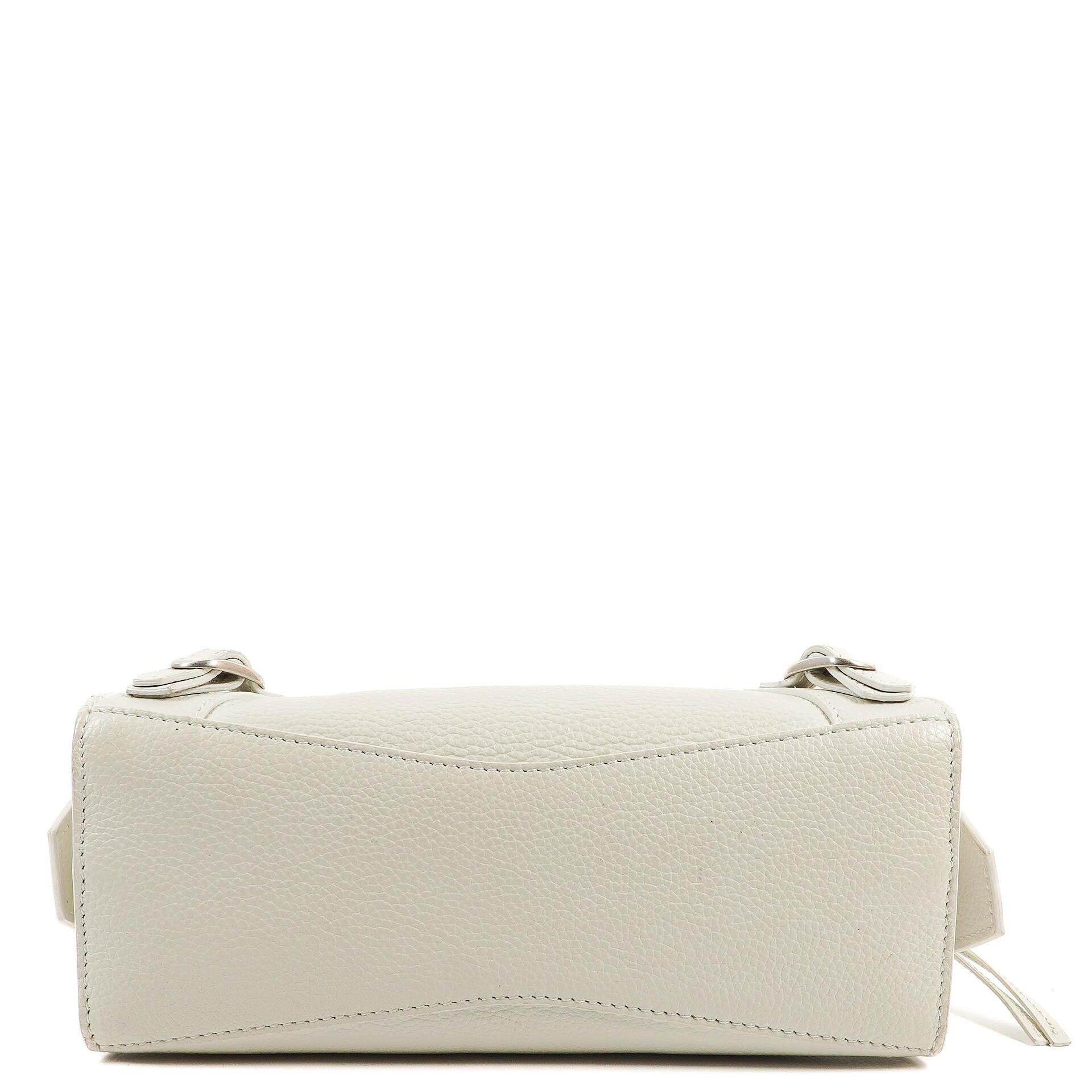 Balenciaga Neo Classic City Mini Tasche aus weißem genarbtem Kalbsleder