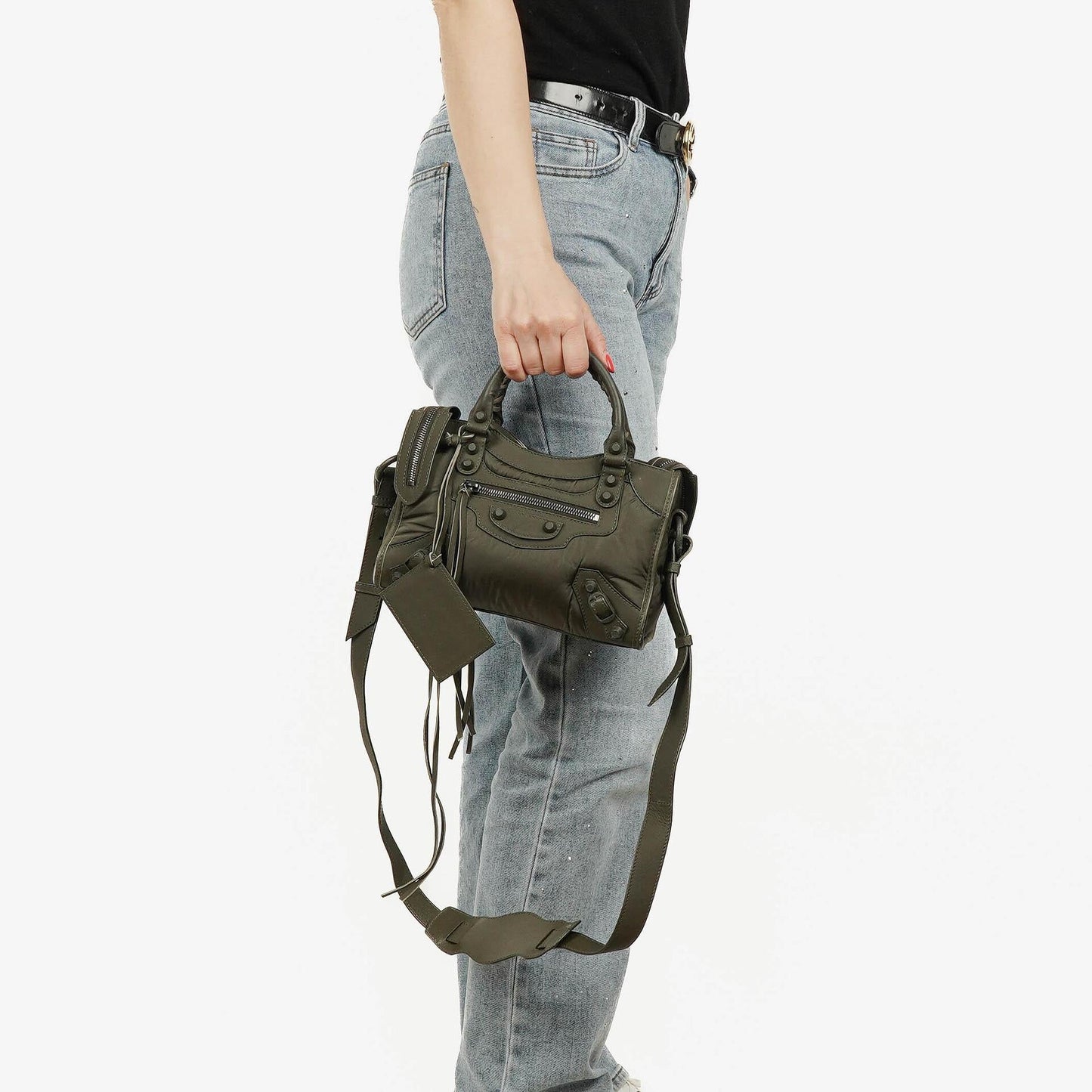 Balenciaga Motocross Classic City Mini Bag aus armygrünem Nylon
