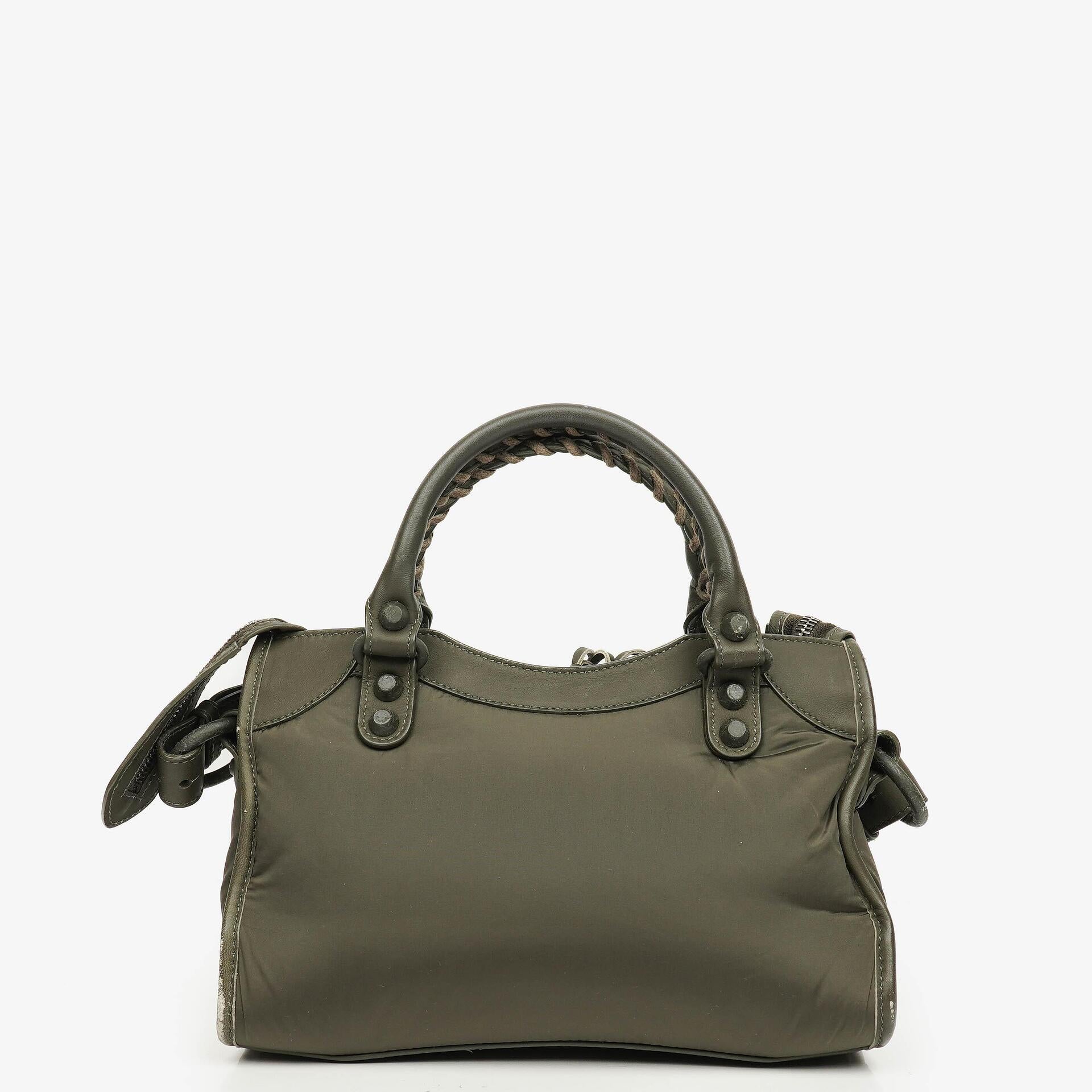 Balenciaga Motocross Classic City Mini Bag aus armygrünem Nylon