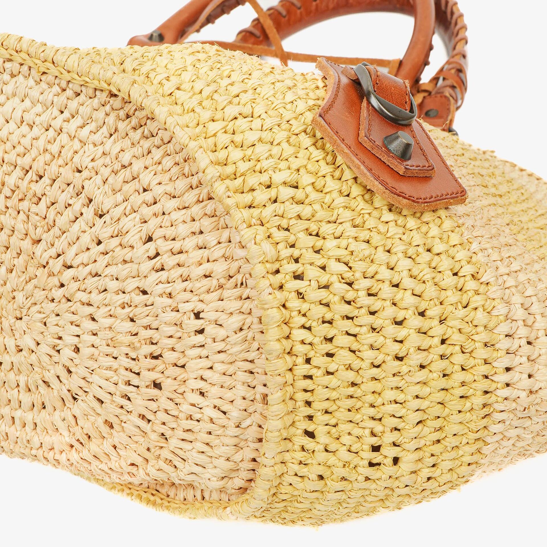Balenciaga Large Panier Tragetasche aus geflochtenem Raffia und braunem Leder