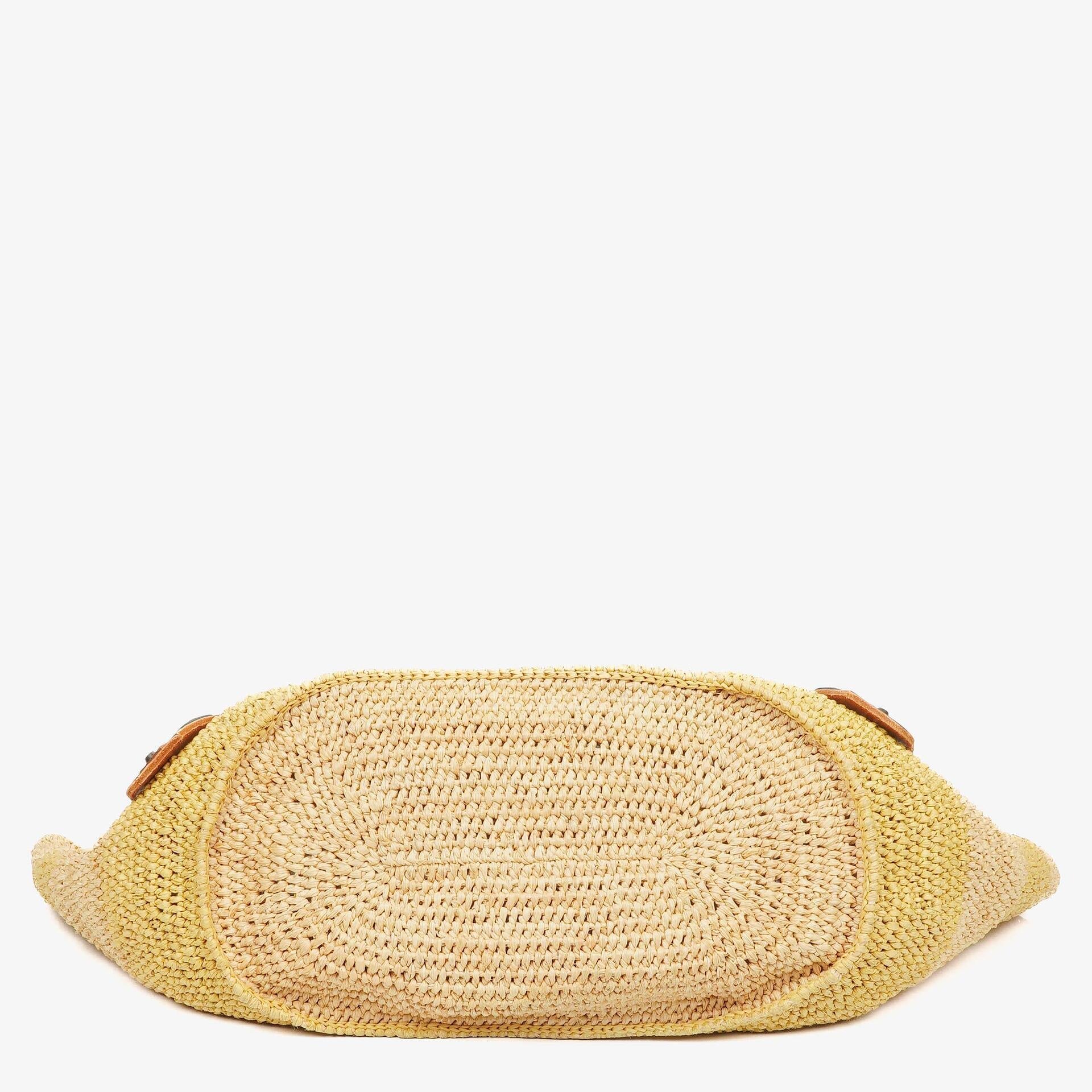 Balenciaga Large Panier Tragetasche aus geflochtenem Raffia und braunem Leder