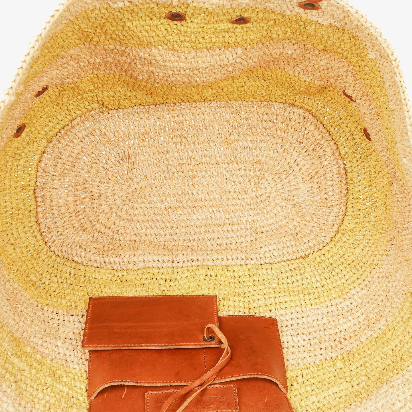 Balenciaga Large Panier Tragetasche aus geflochtenem Raffia und braunem Leder