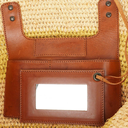 Balenciaga Large Panier Tragetasche aus geflochtenem Raffia und braunem Leder