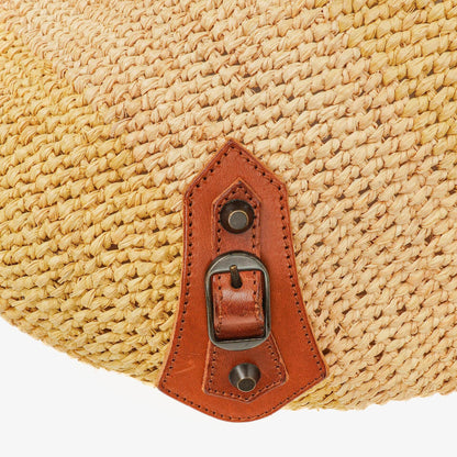 Balenciaga Large Panier Tragetasche aus geflochtenem Raffia und braunem Leder