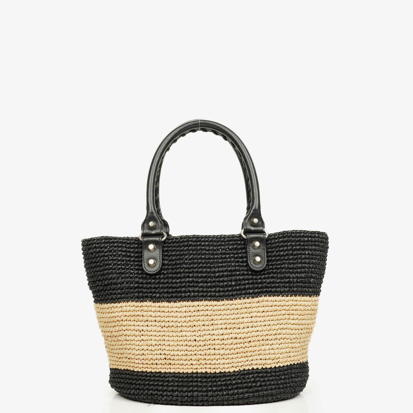 Balenciaga Panier Tote aus geflochtenem Rafia in Natur/Schwarz