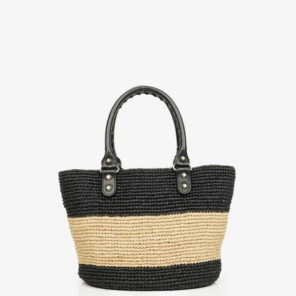 Balenciaga Panier Tote aus geflochtenem Rafia in Natur/Schwarz