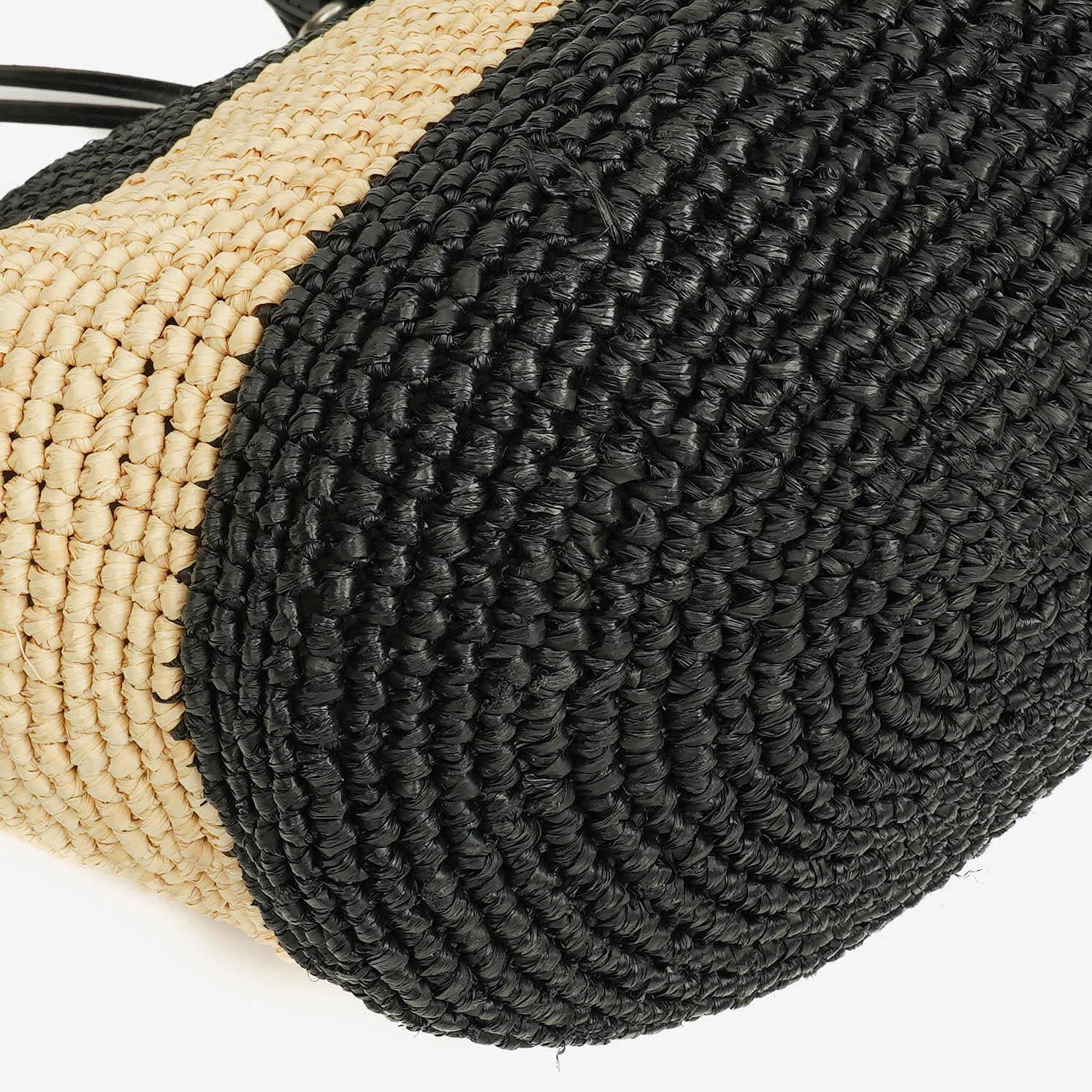 Balenciaga Panier Tote aus geflochtenem Rafia in Natur/Schwarz