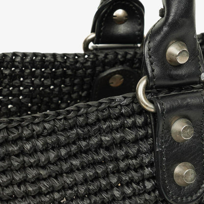 Balenciaga Panier Tote aus geflochtenem Rafia in Natur/Schwarz